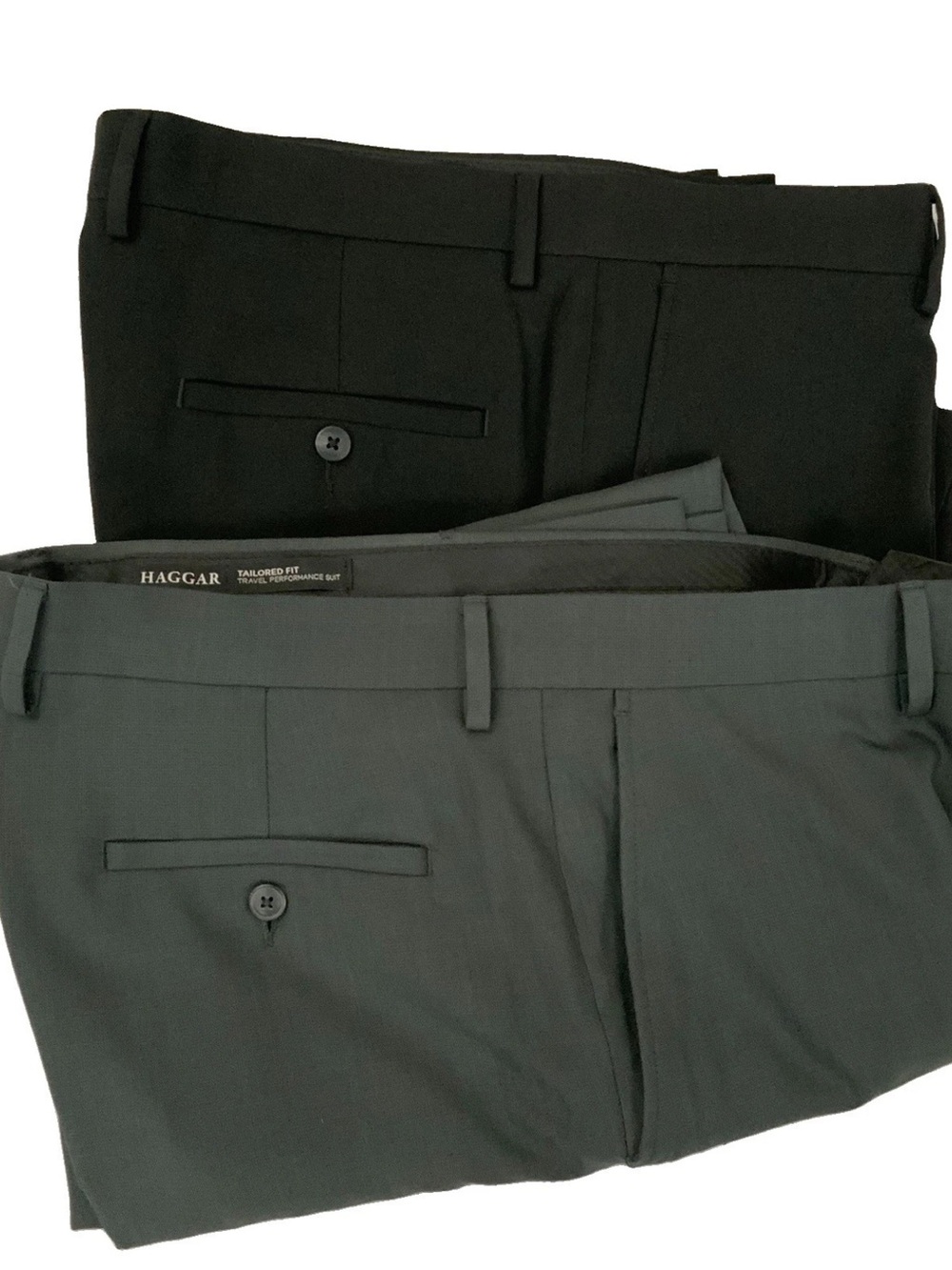 Haggar Tailored Fit Dress Pants Lot Of 2 Flat Front 34x29 Gray Black Office Work